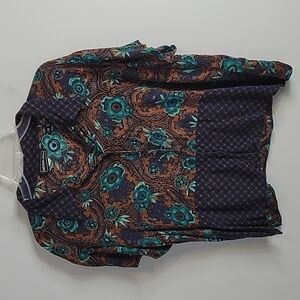 California Krush Button Front Shirt  Vintage Mixed Print